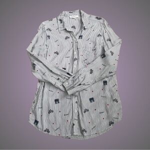Beachlunchlounge Alana Printed in Paris longsleeve buttondown bicycle bonjour